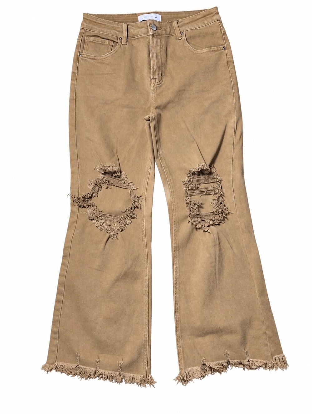 RISEN Tan Distressed Flare Jeans – Size 11/30